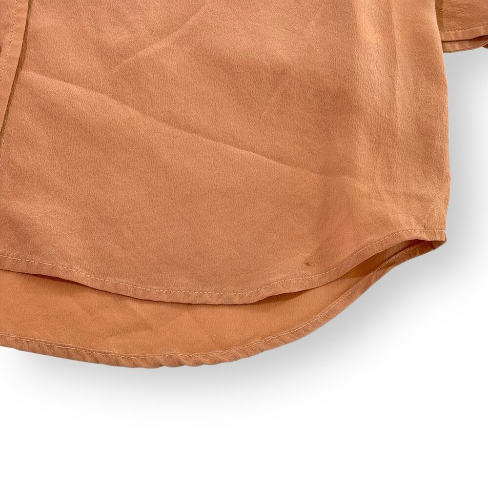 Equipment Silk Blouse Size Small Peach Orange Long Sleeve Button Up Top Shirt - Picture 10 of 11